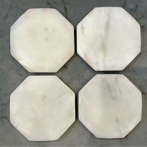 Set of 4 Octagon White Marble Coasters